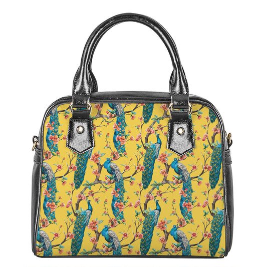Vintage Watercolor Peacock Print Shoulder Handbag