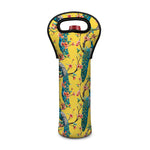 Vintage Watercolor Peacock Print Single Neoprene Wine Tote