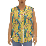 Vintage Watercolor Peacock Print Sleeveless Baseball Jersey