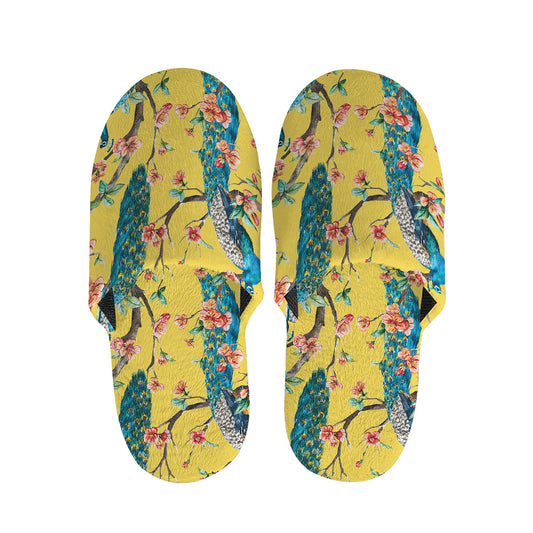 Vintage Watercolor Peacock Print Slippers