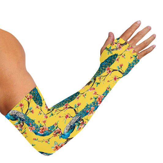 Vintage Watercolor Peacock Print Sun Protection Arm Sleeves