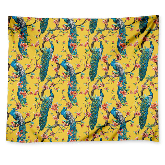 Vintage Watercolor Peacock Print Tapestry