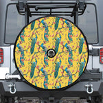 Vintage Watercolor Peacock Print Tire Cover With Camera Hole