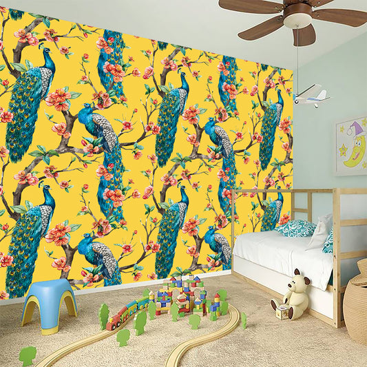 Vintage Watercolor Peacock Print Wall Sticker