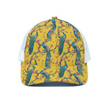 Vintage Watercolor Peacock Print White Mesh Trucker Cap