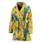Vintage Watercolor Peacock Print Women's Bathrobe