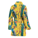Vintage Watercolor Peacock Print Women's Bathrobe