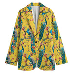 Vintage Watercolor Peacock Print Women's Blazer