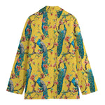 Vintage Watercolor Peacock Print Women's Blazer