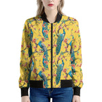 Vintage Watercolor Peacock Print Women's Bomber Jacket