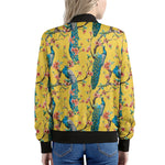 Vintage Watercolor Peacock Print Women's Bomber Jacket