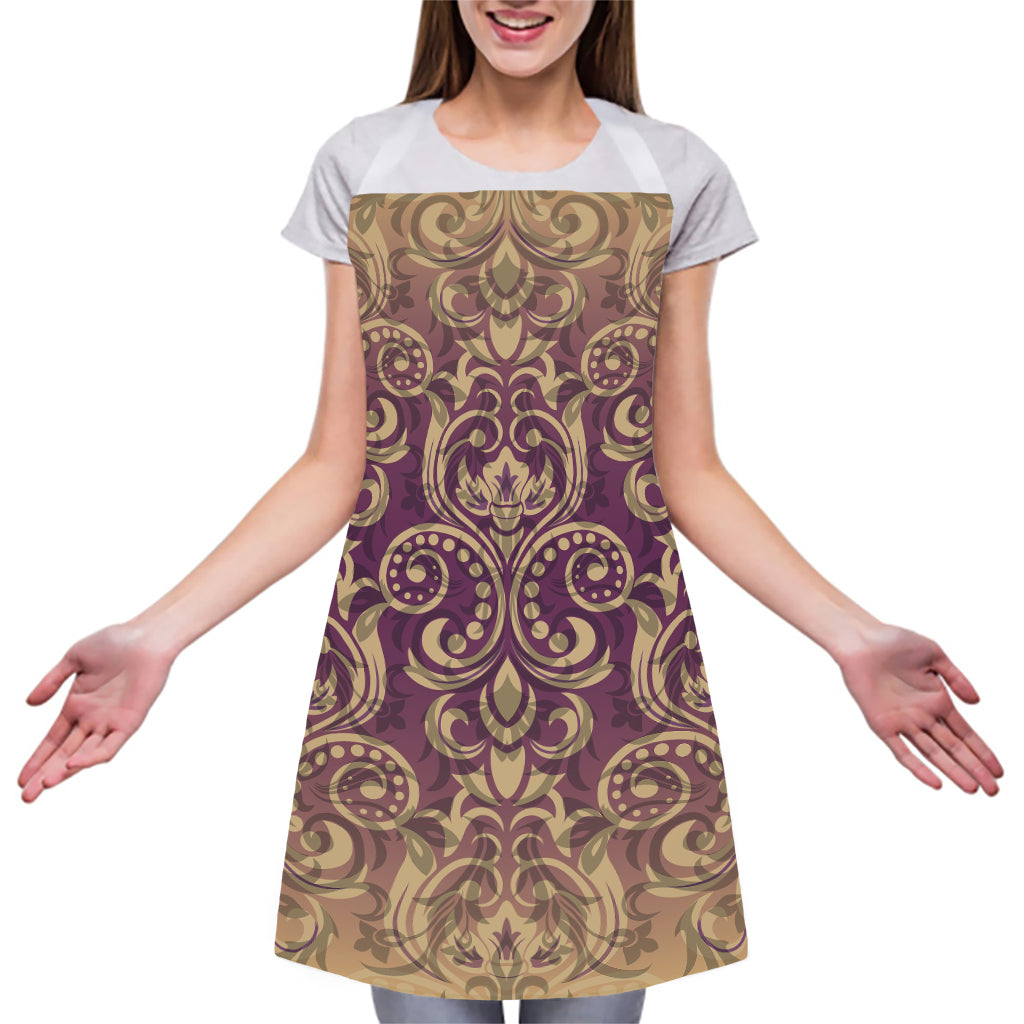 Vintage Western Damask Floral Print Adjustable Apron