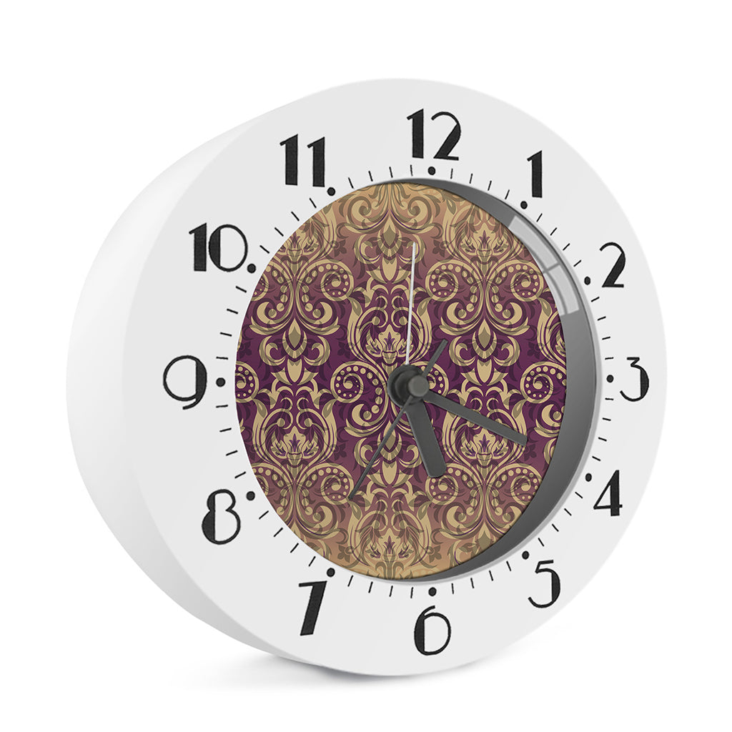 Vintage Western Damask Floral Print Alarm Clock