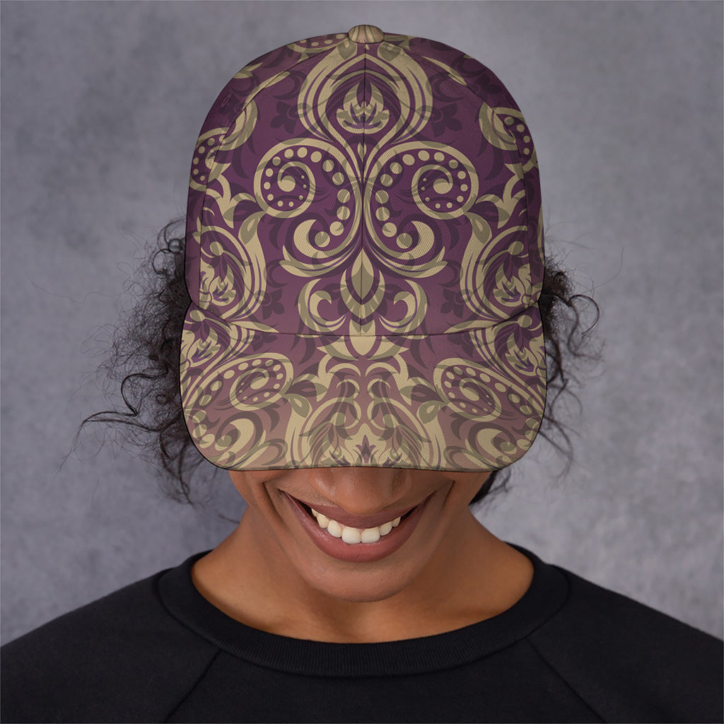 Vintage Western Damask Floral Print Baseball Cap