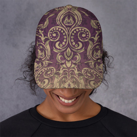 Vintage Western Damask Floral Print Baseball Cap