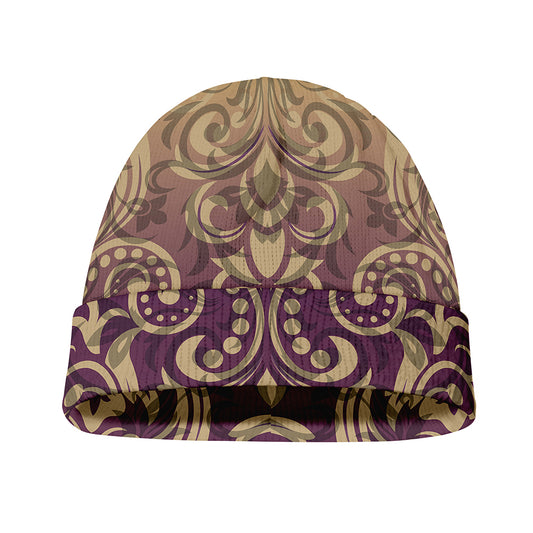Vintage Western Damask Floral Print Beanie