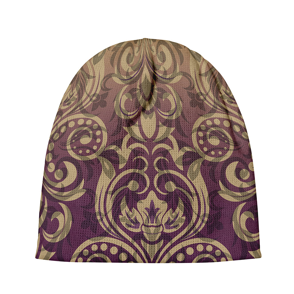 Vintage Western Damask Floral Print Beanie