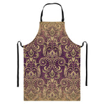 Vintage Western Damask Floral Print Bib Apron With Pocket