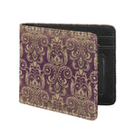 Vintage Western Damask Floral Print Bifold Wallet