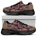 Vintage Western Damask Floral Print Black Chunky Shoes