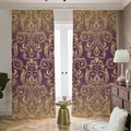 Vintage Western Damask Floral Print Dimout Pencil Pleat Curtains