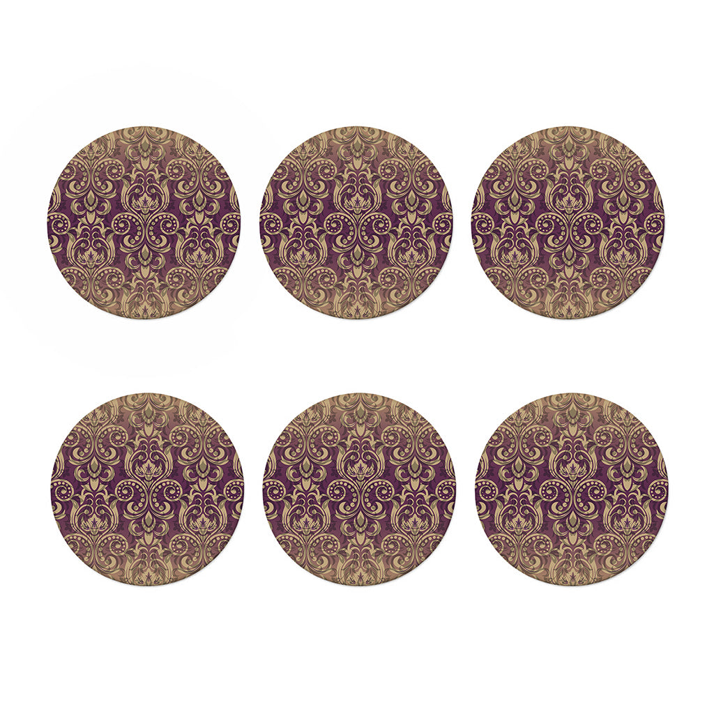 Vintage Western Damask Floral Print Coaster Set