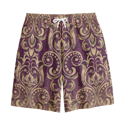 Vintage Western Damask Floral Print Cotton Shorts