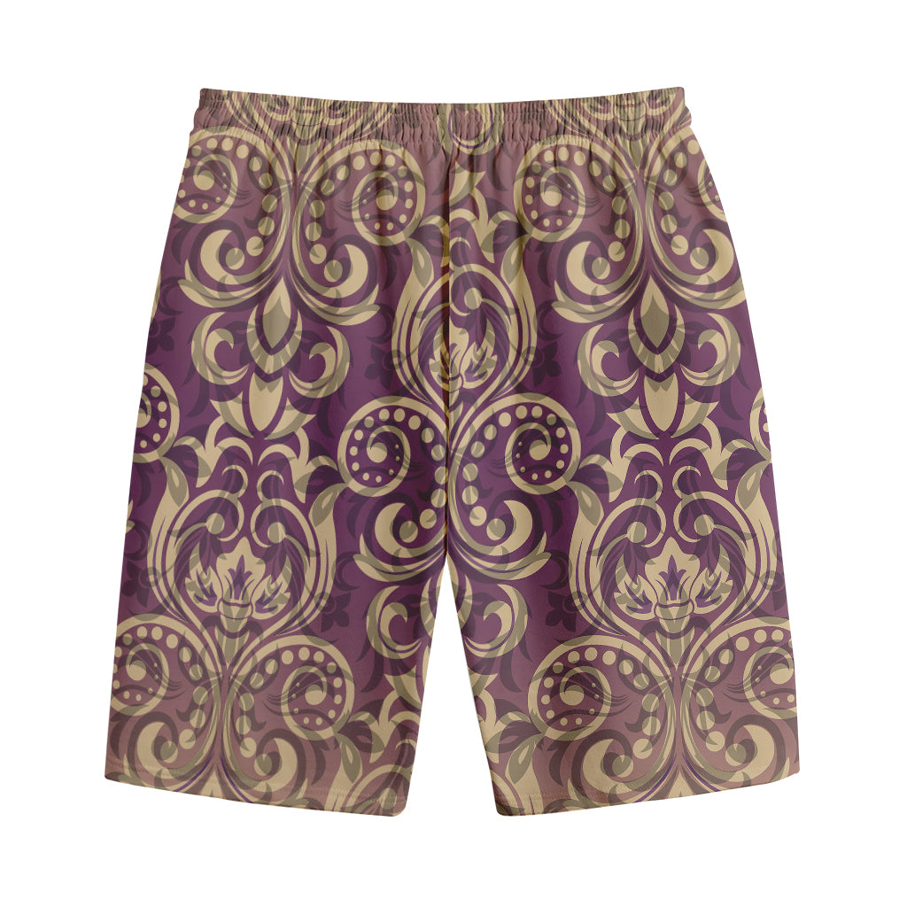 Vintage Western Damask Floral Print Cotton Shorts