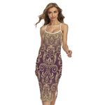 Vintage Western Damask Floral Print Cross Back Cami Dress