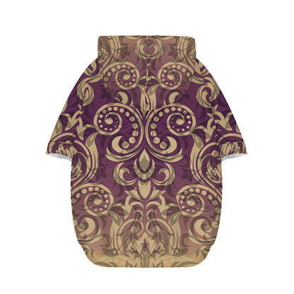 Vintage Western Damask Floral Print Dog Zip Up Hoodie