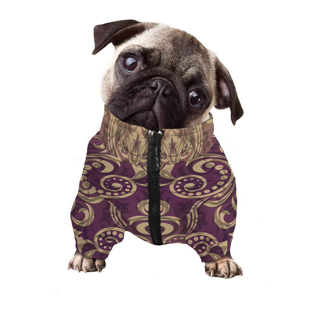 Vintage Western Damask Floral Print Dog Zip Up Jacket
