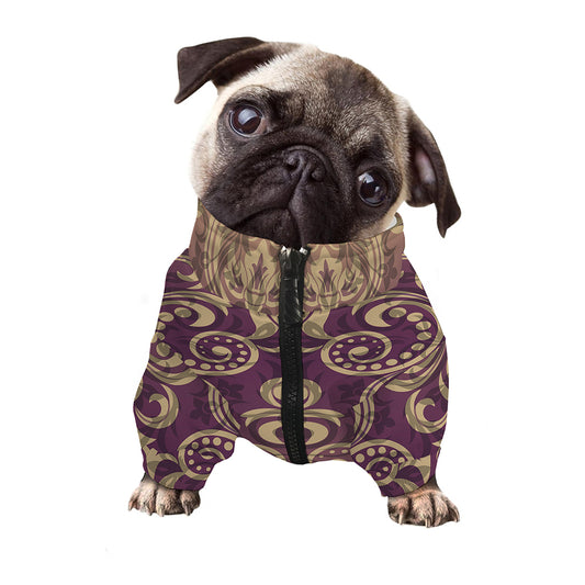 Vintage Western Damask Floral Print Dog Zip Up Jacket