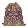 Vintage Western Damask Floral Print Drawstring Bag