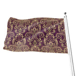 Vintage Western Damask Floral Print Flag