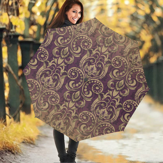 Vintage Western Damask Floral Print Foldable Umbrella