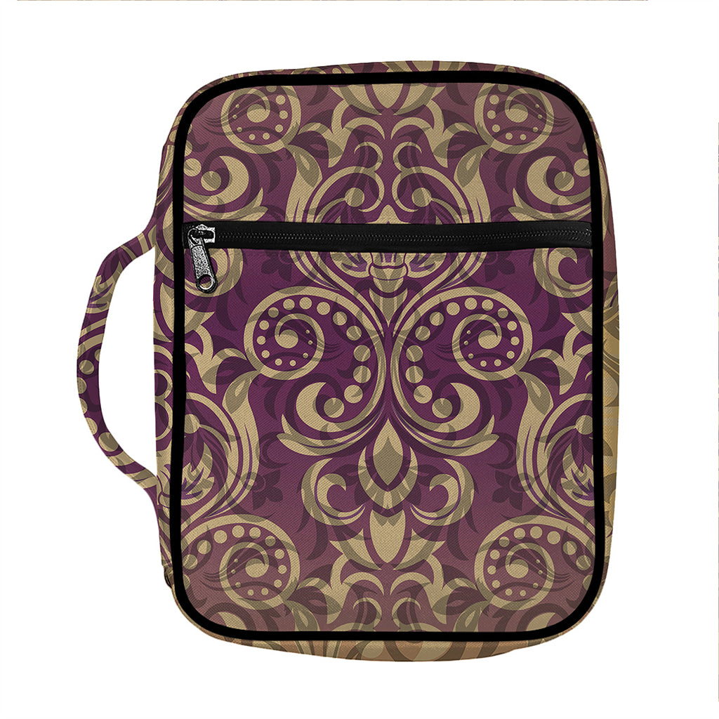 Vintage Western Damask Floral Print Front Pocket Bible Bag