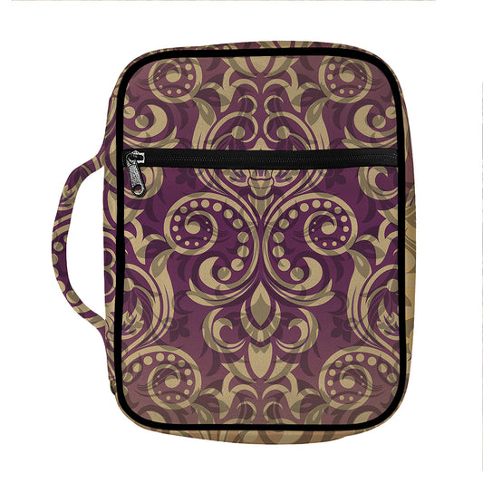 Vintage Western Damask Floral Print Front Pocket Bible Bag