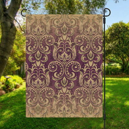 Vintage Western Damask Floral Print Garden Flag