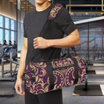 Vintage Western Damask Floral Print Gym Bag