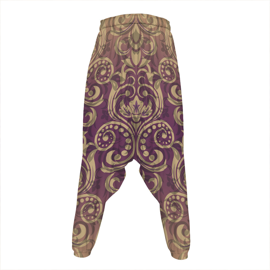 Vintage Western Damask Floral Print Hammer Pants