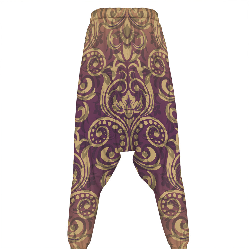 Vintage Western Damask Floral Print Hammer Pants