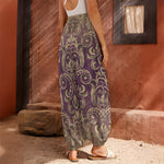 Vintage Western Damask Floral Print Harem Pants