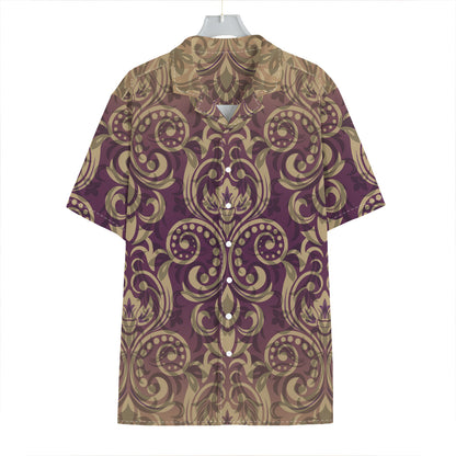 Vintage Western Damask Floral Print Hawaiian Shirt