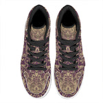 Vintage Western Damask Floral Print High Top Leather Sneakers