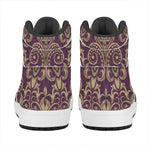 Vintage Western Damask Floral Print High Top Leather Sneakers