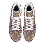 Vintage Western Damask Floral Print High Top Leather Sneakers