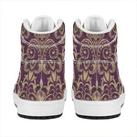 Vintage Western Damask Floral Print High Top Leather Sneakers