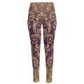 Vintage Western Damask Floral Print High-Waisted Pocket Leggings