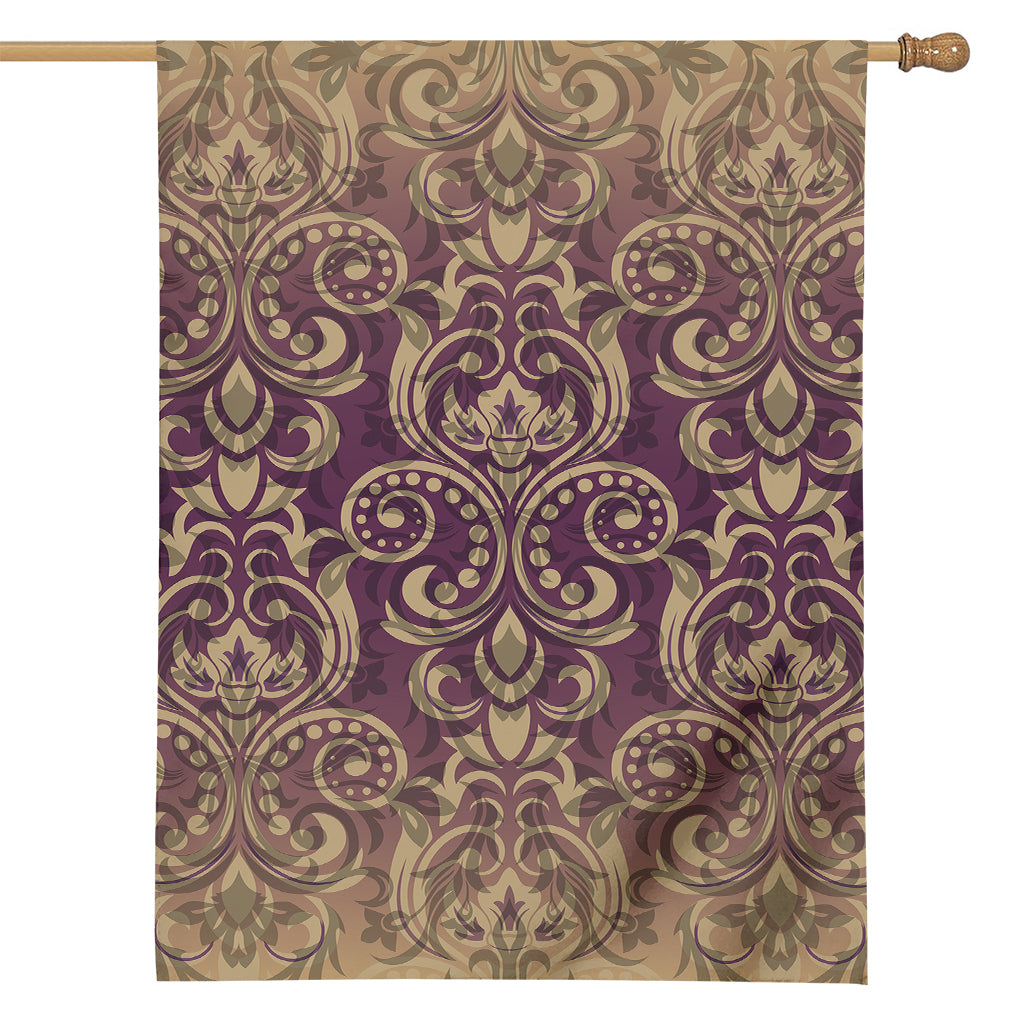 Vintage Western Damask Floral Print House Flag