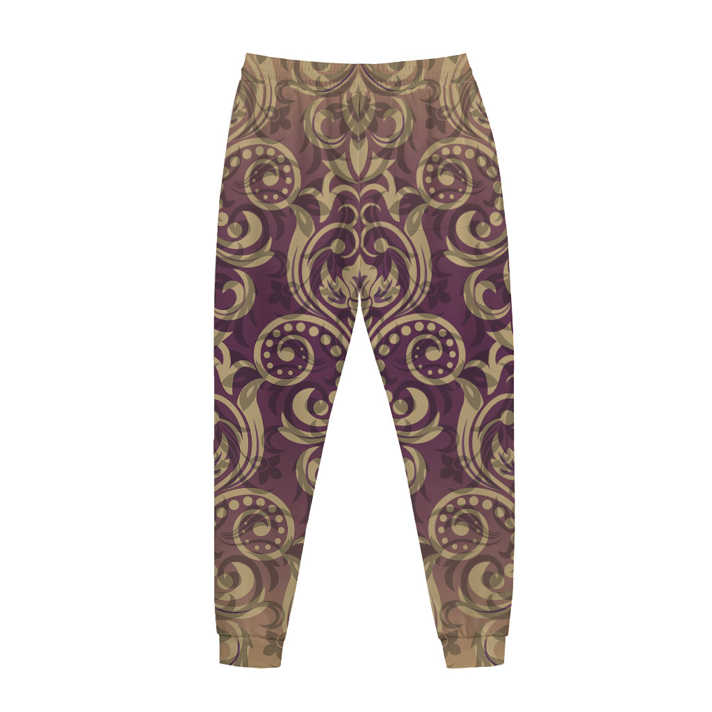 Vintage Western Damask Floral Print Jogger Pants